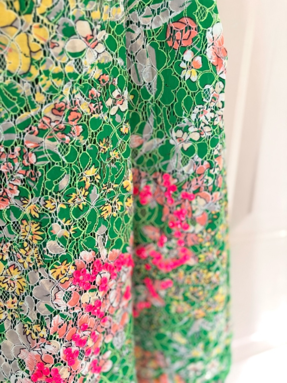 Maeve Green Verbena Lace Textured Sequin Floral Dress Size 2 - Picture 6 of 14